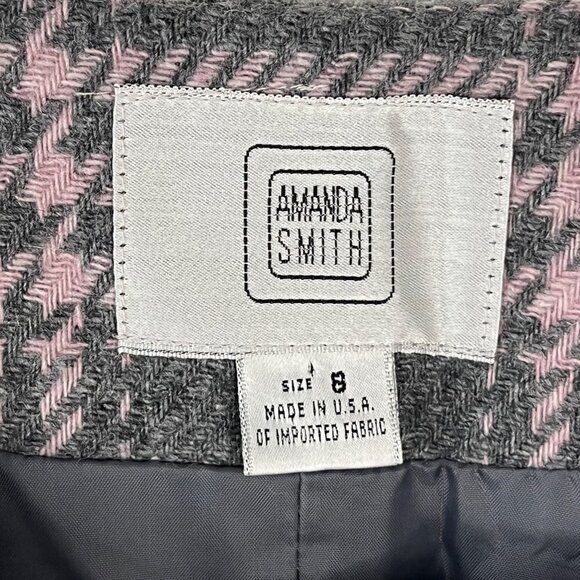 Amanda Smith Grey and Pink Plaid Recycled Wool Blend Coat Women's Size 8 EUC - Picture 9 of 12